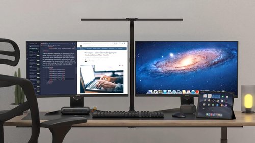 sandiea LED Desk Lamp for Home Office, 24W Bright Foldable Desk Lamp with Base,25 Lighting Modes Eye-Caring Desk Light Adjustable Gooseneck Lamp for Drafting Reading Study(B)