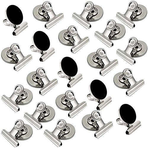 VNDUEEY 20 Pack Fridge Magnets Refrigerator Magnets Strong Magnetic Clips, Magnet Clips Heavy Duty, Whiteboard Magnet Magnetic Paper Clips for Home, School, Office, Teaching, Locker (Silver)