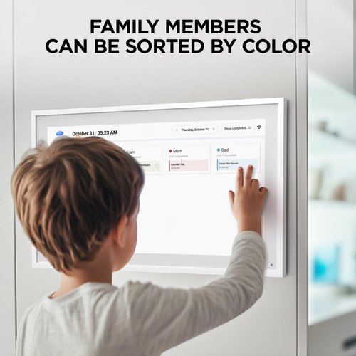Mezed 21.5" Smart Digital Calendar, Meal Schedule, Duty Chart, HD Smart Touch Screen Home Interactive Electron Calender - Built-in Digital Photo Frame Function (white, 21.5)