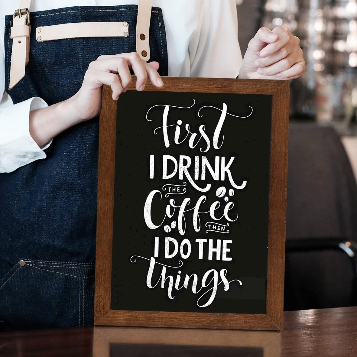 TORASO Chalkboard, Solid Wood Frame Magnetic Chalkboard Sign, Rustic Walnut Wood Framed Chalk Board for Wedding, Kitchen, Bar, Restaurant, Menu & Home Decor, Hanging Chalkboards, 8.7" x 12.6"(BN-2232)