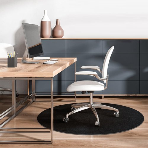 Stranthother 36" Rolling Office Chair Mat for Carpet & Hardwood Floors Round Desk Chair Mat Rug Hard Floor Protector Cover Home Floor Mat for Computer Desk Rolling Chair Office (Black)