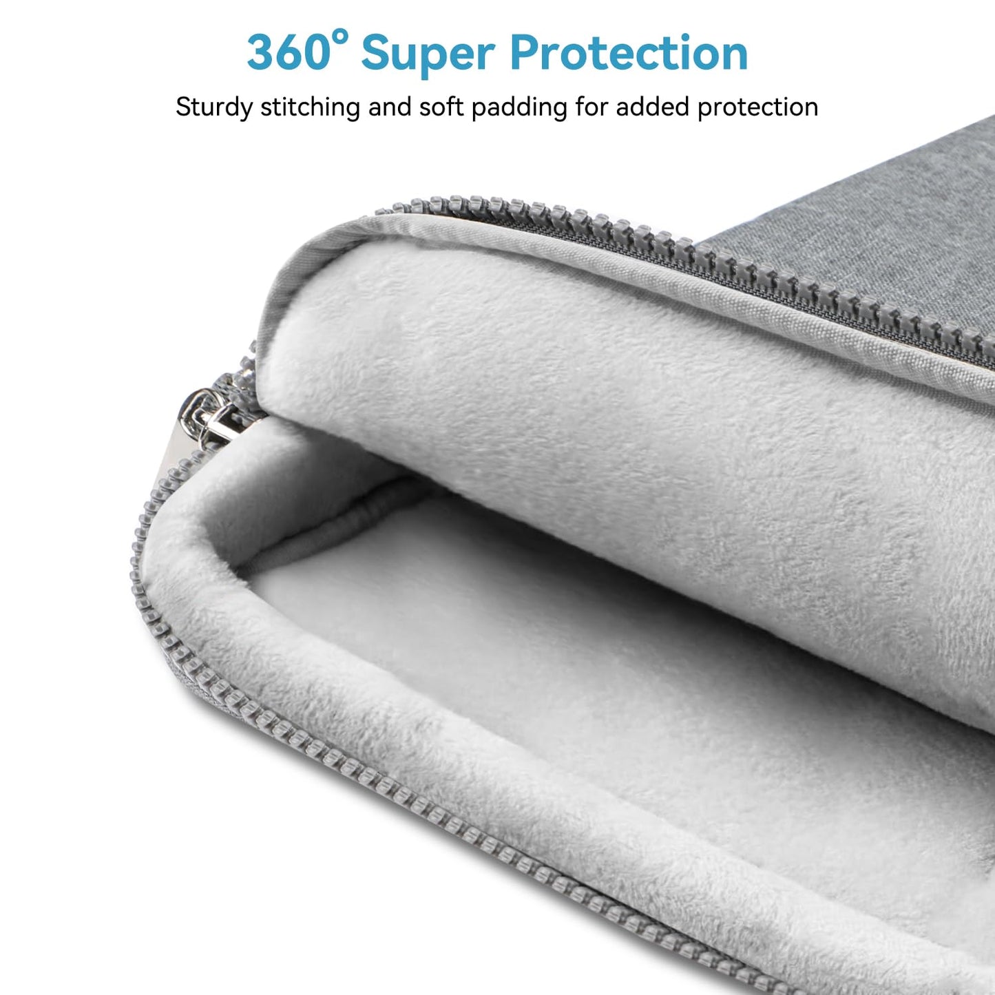 LANDICI 360° Protective Laptop Bag Case 14-15 Inch with Shoulder Strap & Handle, Waterproof Computer Sleeve Cover for MacBook Air/Pro 15, Chromebook 14, Slim Briefcase for Men Women, Grey