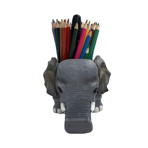 Large Capacity Elephant Desk Pen and Pencil Holder With Phone Stand, Multi-Purpose Organizer for Home Office and Vanity Desk Supplies