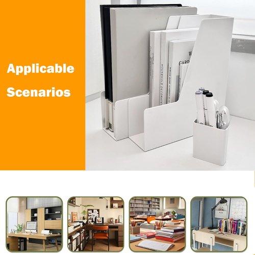 YUNNO Clear Magazine Holder, 2-Pack PET Document Holder for Desk, Vertical File Organizer for Desk, Clear Plastic Organizer Bins Holding for Magazines, Binders, Notebooks, Envelopes (White)