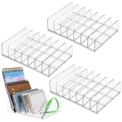 4 Pcs Acrylic Mail Holder, Acrylic File Mail Desktop Organizer Sorters, 7 Compartments Acrylic Mail Organizer, Clear Desk Organizer File Holders, Acrylic Letter Organizer for Office, Home, School