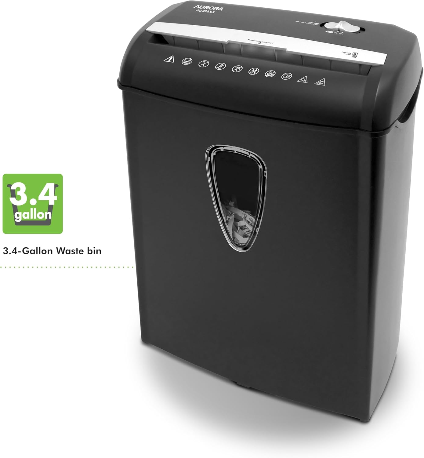 Aurora AU890XA 8-Sheet Crosscut Shredder - Efficiently Shreds Paper & Credit Cards | Includes Wastebasket