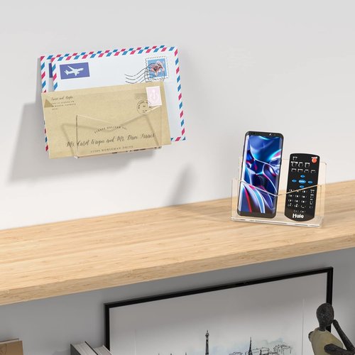 Richboom Acrylic Mail Holder - Clear Envelope Organizer for Desk | Home, Office & School Use