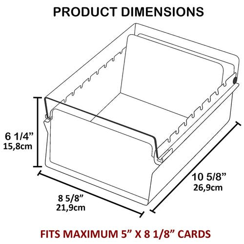 Acrimet 5 X 8 Card File Holder Organizer Box Metal Base Heavy Duty (AZ Index Cards and Divider Included) (White Color with Clear Crystal Plastic Lid Cover)