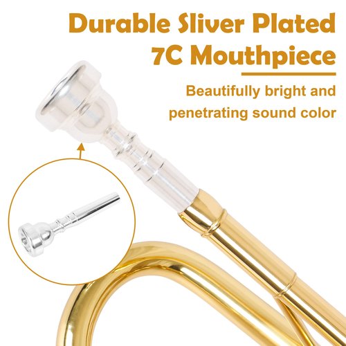 LOMUTY Standard Bb Trumpet for School Band Orchestra Brass Trumpet With Hard Case 7C Mouthpiece Cleaning Cloth Gloves, Children and Adults Beginner Teaching Brass Instrument, Christmas Birthday Gift.