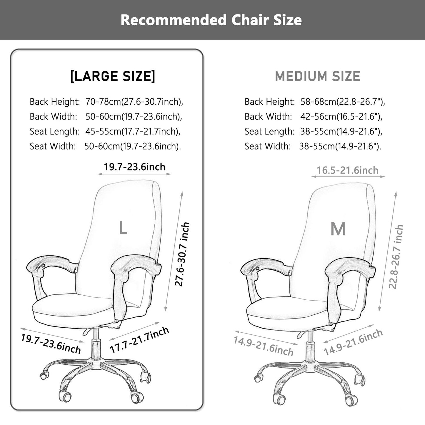 Melaluxe Office Chair Cover - Universal Stretch Desk Chair Cover, Computer Chair Slipcovers (Size: L) - Wine Red