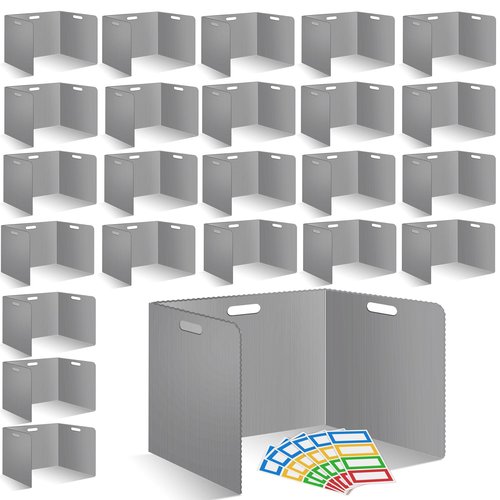 24 Pcs Desk Dividers for Students Plastic Durable and Waterproof Privacy Folders Shields Test Dividers with Classroom Privacy Boards for School Study Teacher Supplies (24pcs Grey)