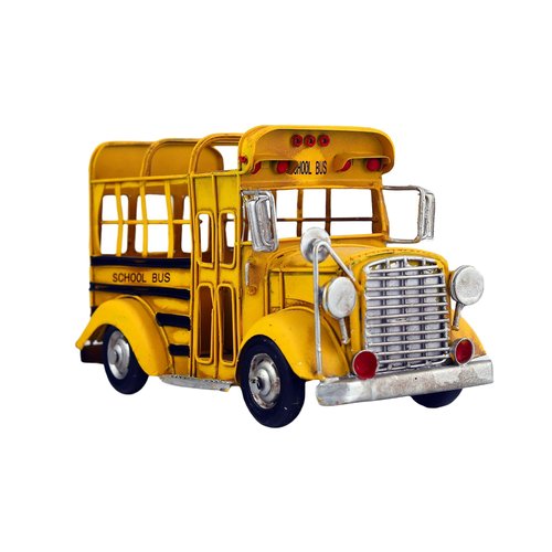 TRABEATOGA Retro Iron School Bus Model Pen Holder Pencil Pot Home Art Decor Desktop Decoration Ornaments for Office School Supplies