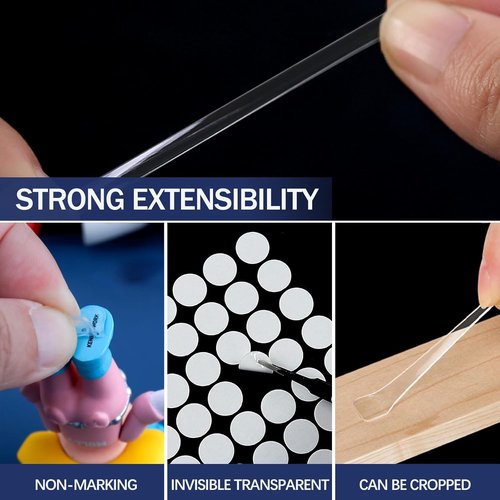 NOMMO Adhesive Putty | Removable Double-Sided Sticky Dots for Crafts & Decorations | Clear, 100 Pcs (15mm)