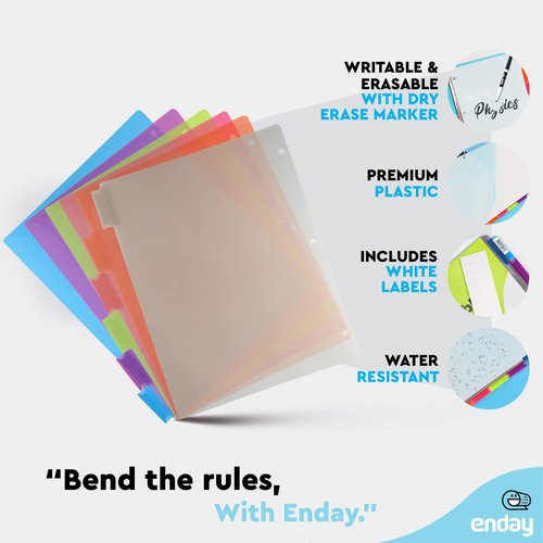 6 Pack 1 Inch 3 Ring Binder with 2 Inside Pockets & 6 Dividers for 3 Ring Binder - by Enday