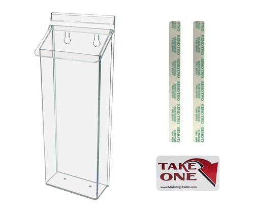 Outdoor Brochure Holder Holds 4” x 11” Tri Folds Rack Cards Wall Mount Clear Acrylic Real Estate Sheet Box with Lid Pamphlets Store Front Display Take One Bin Organizer by Marketing Holders