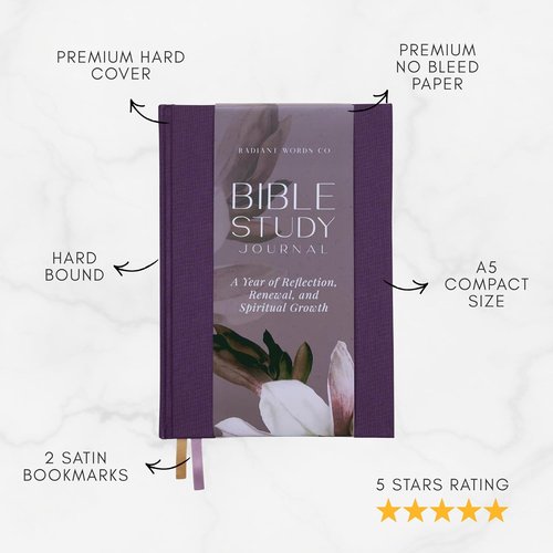 Bible Study Journal - 365-Day Guided Scripture Study & Prayer Tracker | A5 Hardcover, Elegant Design for Spiritual Growth