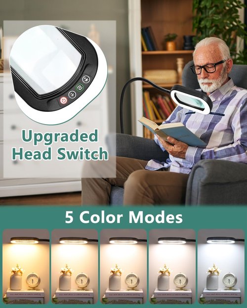 10X Rectangle Magnifying Glass by Skiennix - LED Lighted Hands-Free Magnifier with Flexible Gooseneck