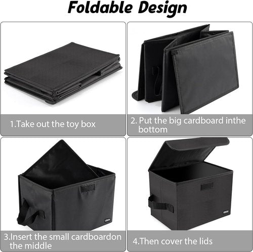 Vinyl Record Storage Box for 12inch LPs,Holds up to 80 Albums,Collapsible Storage Crate with Lid&Handles for Valuable Album Collection (black, 13inch)