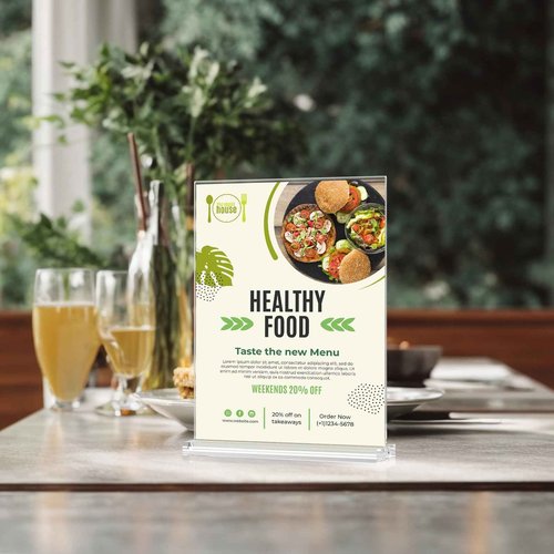 MaxGear Acrylic Sign Holder 8.5x11 Inches 10 Pack, Double Sided Clear Display Stand Table Top Paper Holder, Vertical Menu Flyer Stand, Plastic Frame for Stores, Restaurants, Hotels, Office ﻿