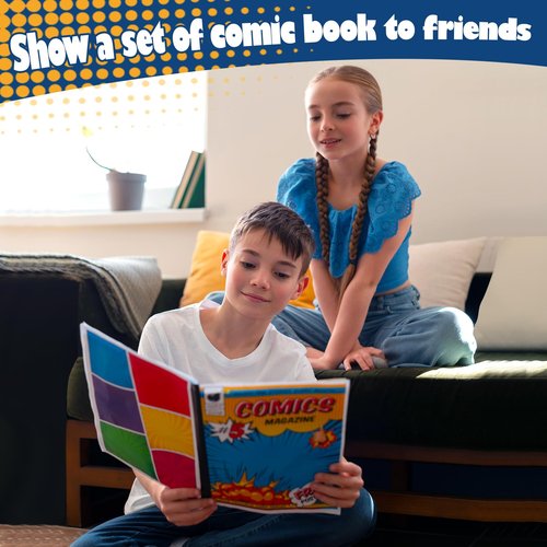 Leffis Comic Book Storage Box and 100 Count Comic Book Current Size Bags and Boards, Acid-Free Comic Backing Boards and Bags, Collapsible Comic Book Case with Carrying Handles