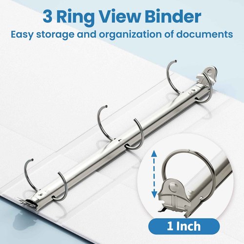 SUNEE 3 Ring Binder 1 Inch 12 Pack, Clear View Binder Bulk Three Ring PVC-Free (Fit 8.5x11 Inches) for School or Office Supplies, White