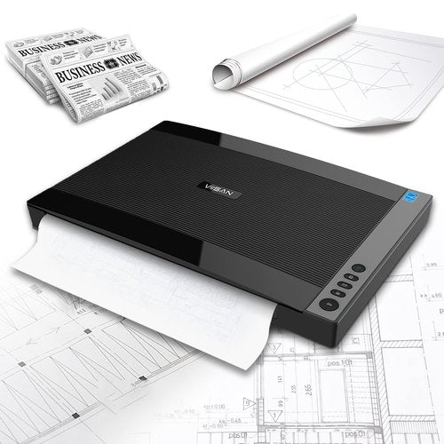 VIISAN 3120 A3 Flatbed Scanner, 1200 DPI, CIS Sensor, Scan 11.7" x 16.7" in 8 sec, Frameless, Auto-Scan, Document & Photo & Book Scanner, Design for Library, School and Soho. Supports Windows & Mac