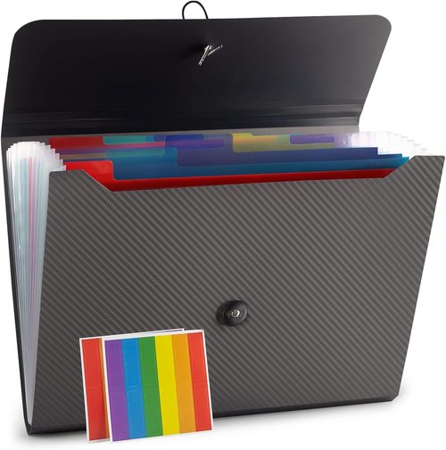 Nicfaec Expanding File Folder - 13 Pocket Accordion Organizer for Documents | Grey Aesthetic Design for Home, Office & School