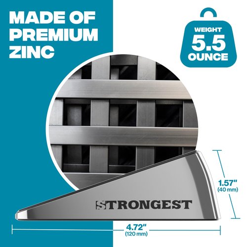 Strongest Home Door Stopper, Heavy Duty Door Stop Wedge Made of Premium Quality Zinc and Rubber Suits Any Door, Any Floor, Set of 2 Plus Self-Adhesive Wall Protectors