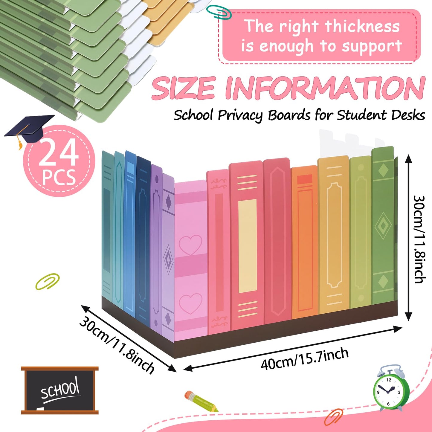 Honoson 24 Pcs Bulk Inspirational Privacy Folders for Students Cardboard Test Privacy Boards Motivational Words Desk Dividers Shield for Classroom School Study Supplies (Pastel Rainbow)