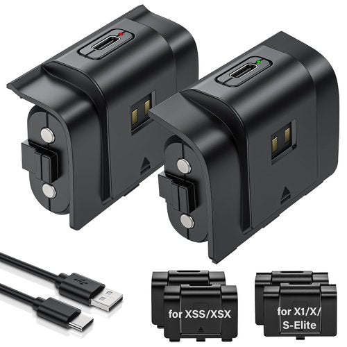Rechargeable Controller Battery Pack for Xbox,2x4800mWh(2000mAh) Batteries Pack with USB-C Charging Cable for Xbox Series S|X/Xbox One S/One X/One Elite Remote Play and Charge Kit with 4 Cover(2 Pack)