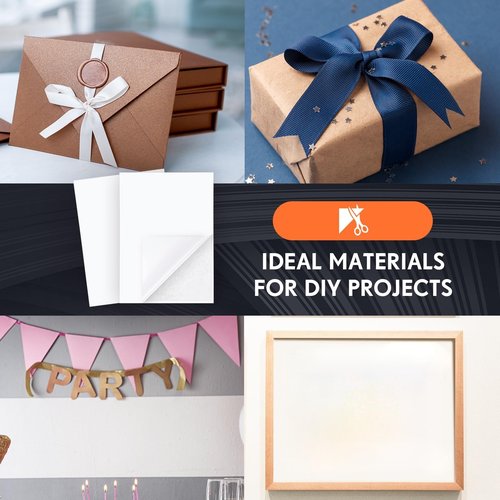 Nezyo 200 Pcs Double Sided Adhesive Sheets White Double Sided Clear Sticky Strong Adhesive Tape Sheets for Craft with White Liner for Photo Album DIY Arts Handbook Making Home Decor, A4