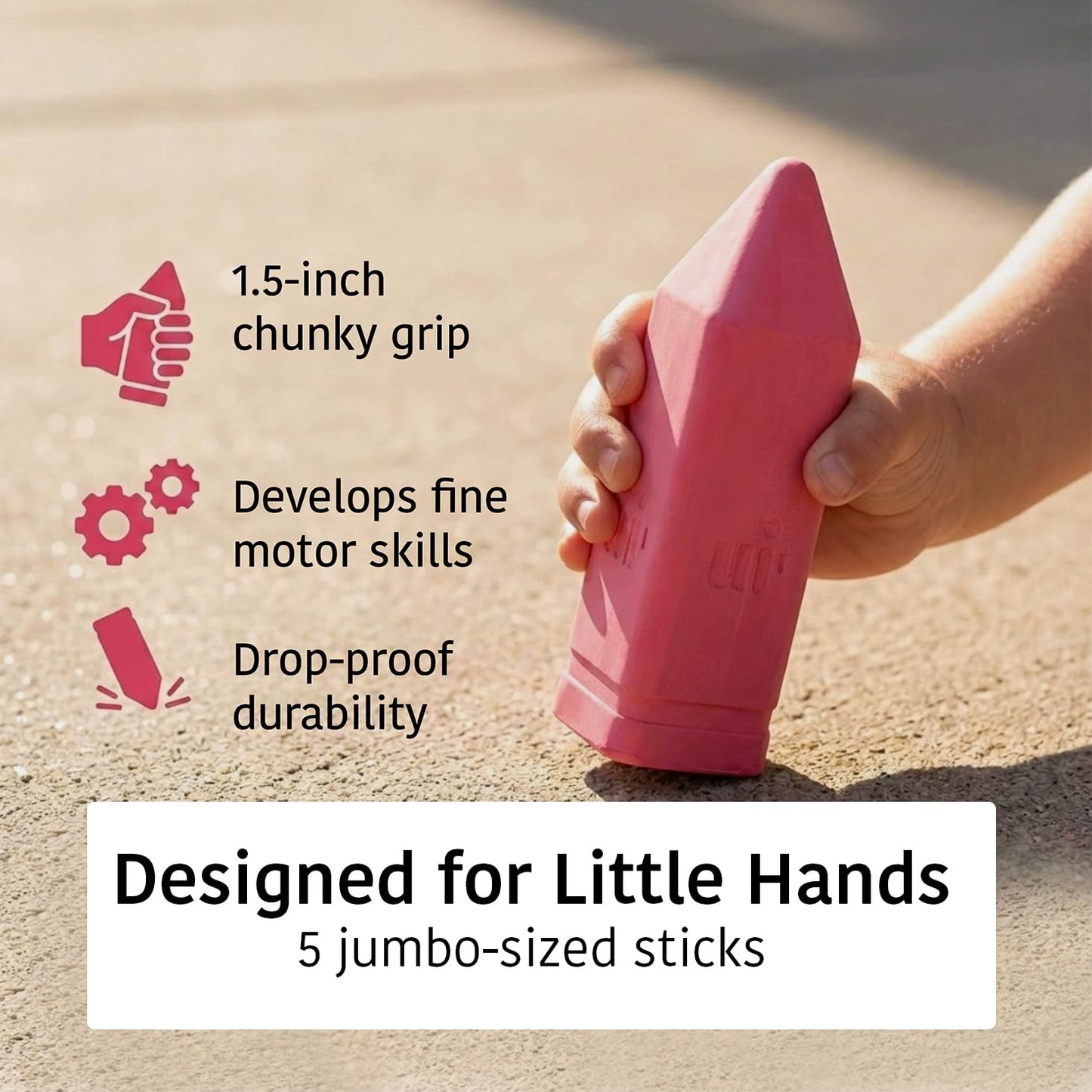 Urban Infant Non-Toxic Sidewalk Chalk for Toddlers and Kids - Washable Outdoor Jumbo Chalk - Rainbow