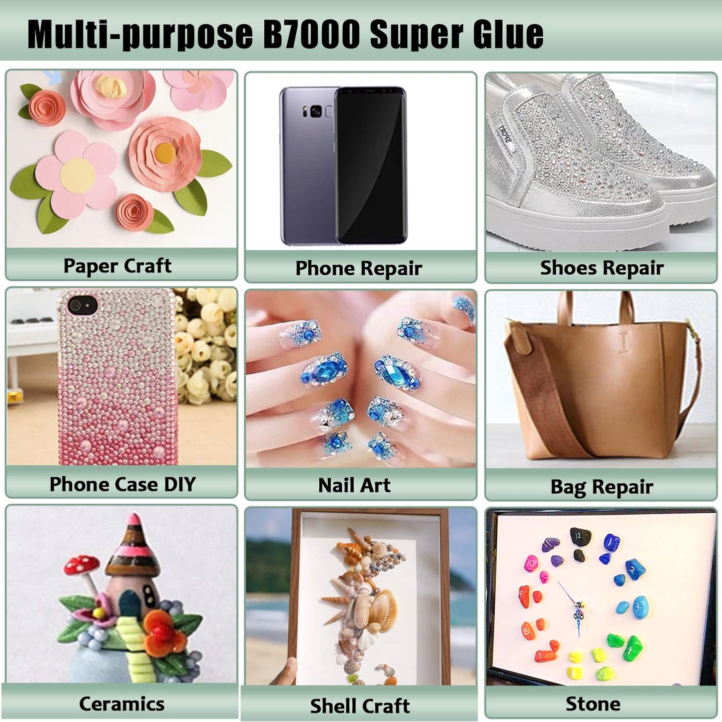 B7000 Rhinestone Glue - Multi-Function Clear Adhesive for Jewelry Repair & Crafts | 110ML (2 Pack)
