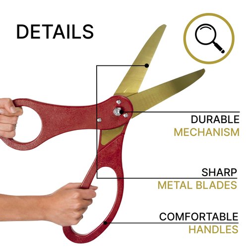 Red Ribbon Cutting Ceremony Kit – 20 Ribbon Cutting Scissors with Gold Blade and Satin Ribbon Red for Inaugurations & Special Events