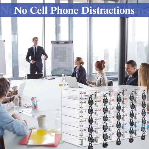 Colingmill 30 Slots Cell Phone Locker Box with Combination Lock, Clear Acrylic Phone Storage Cabinet for Back to School Classroom Students Employee Office Factory