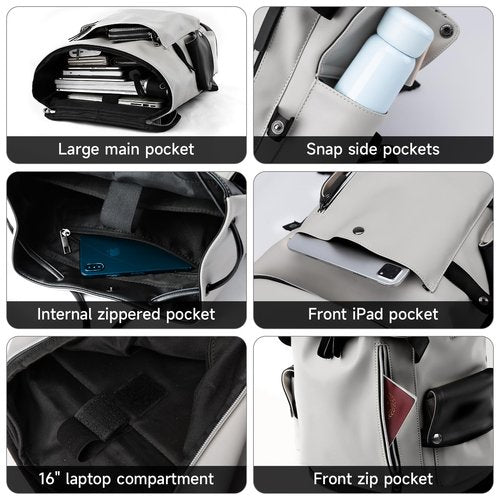 MATE ELAN Vintage Leather Travel Backpack For Men Fit 15.6 inch Laptop Waterproof Large School Casual Bookbag Work College Smooth Zipper Backpack Gift