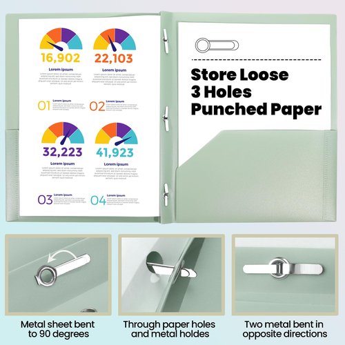 GNL Plastic Folders with Pockets and Prong, Pack of 5, Muted Pastel Colors, Heavy Duty 2 Pocket File Folders Letter Size, Folders with Prongs for School, Home, and Office