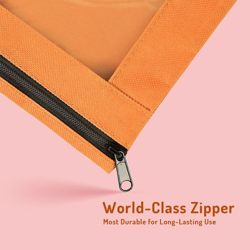 Forvencer Large Pencil Pouch - Clear Window Design with 3 Reinforced Grommets | Beige Binder Accessory