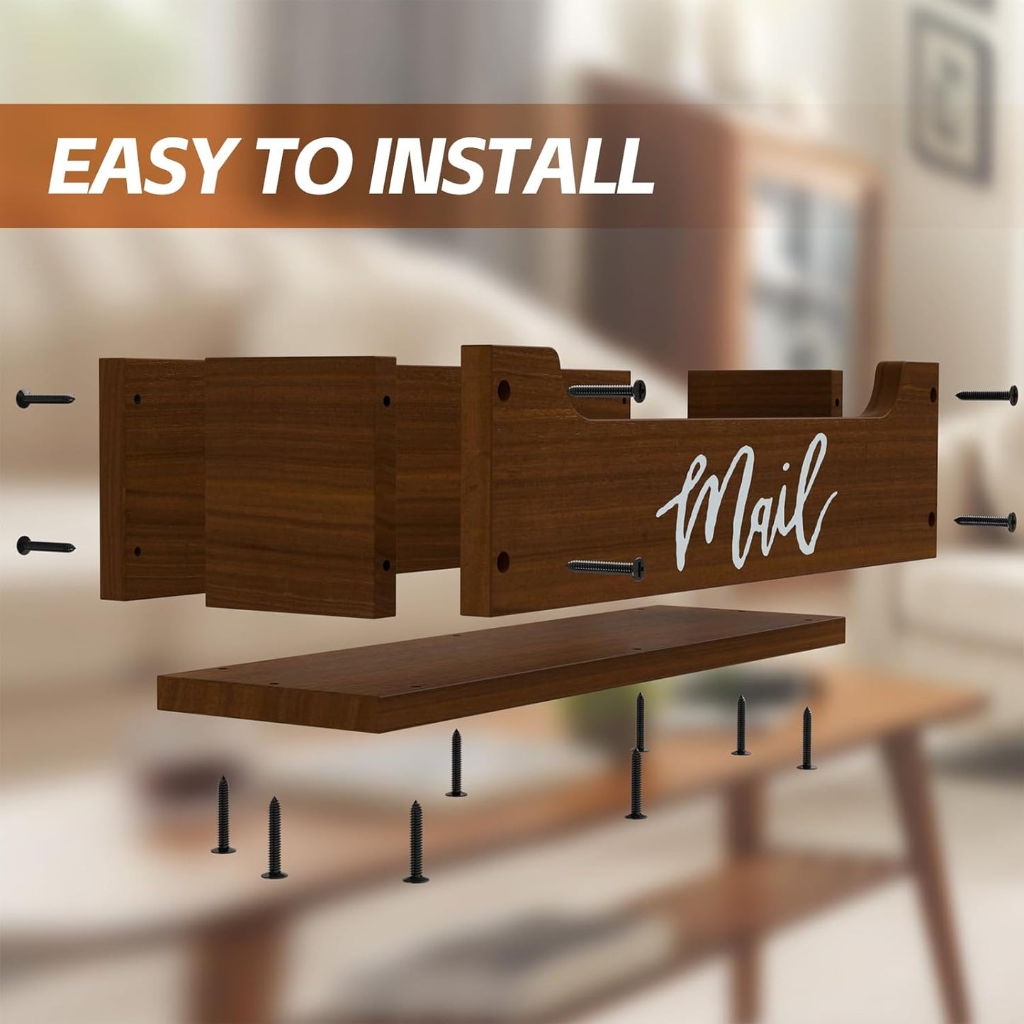 Skiennix White Wooden Mail Organizer - Stylish Countertop Design in Walnut and White