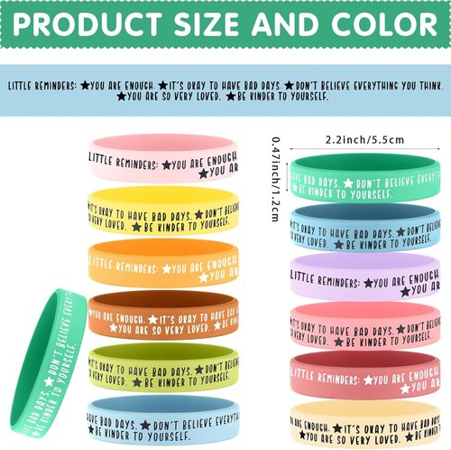 Ecation 36 Pcs Mental Health Awareness Wristbands - Motivational Silicone Bracelets for Events & Gifts
