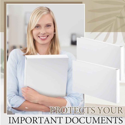 Humyoun 8 Pcs 11 x 17 Inch 3 Ring Binders 1 Inch Rings Heavy Duty View D Ring Binders Economy Holds 11" x 17" Paper for Artwork Blueprints, Office, Home, Work Places(White)