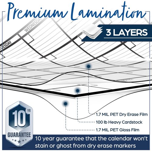 Large Dry Erase Calendar for Wall, 36x48, Large Wall Calendar Dry Erase, Big White Board for Office, Home & School, Giant Erasable Whiteboard, Jumbo Monthly Undated Reusable White Board Planner