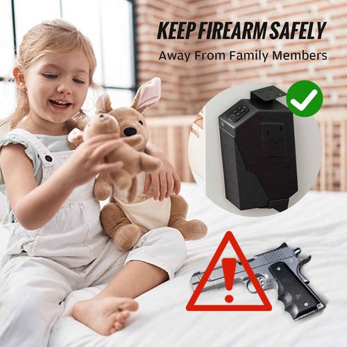 Biometric Gun Safe for Handgun - Quick Access Fingerprint & PIN Code Pistol Safe (Quick-open/close 4-button)