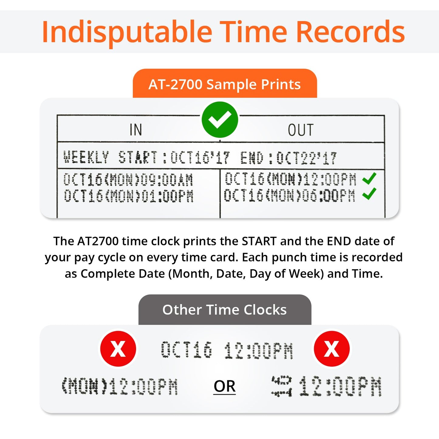 Touch Free Small Business Time Clock AT-2700