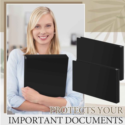 Humyoun 4 Pcs 11 x 17 Inch 3 Ring Binders 1 Inch Rings Heavy Duty View Plastic Flexible D Ring Binders Economy Holds 11" x 17" Paper for Artwork Blueprints, Office, Home, Work Places(Black)