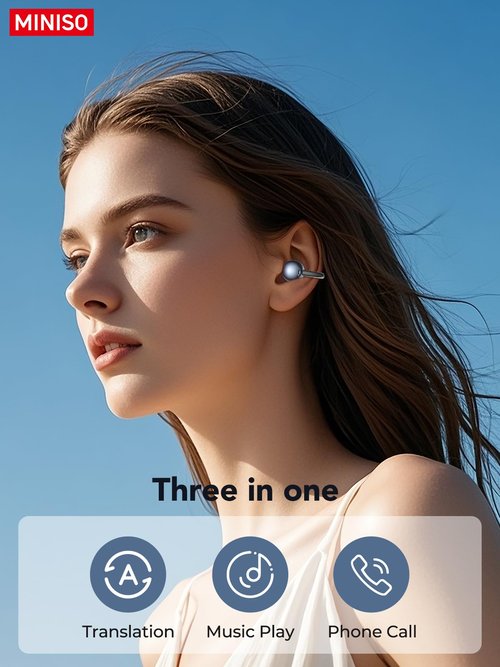 MINISO AI Translation Earbuds Real Time with LCD Touchscreen, 3-in-1 Language Translator Earbuds Supporting 150 Languages, Bluetooth 6.0, Clip-On Design & 60Hrs Playtime, Ideal for Travel & Business