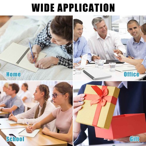 Dunzoom 12 Pack Lined Paper Spiral Notebook 5.9 x 8.3 Inches Journal White Notebook A5 160 Pages 80 Gsm Thick Plastic Cover Hardcover Notepad Waterproof Cover for Home Office Business