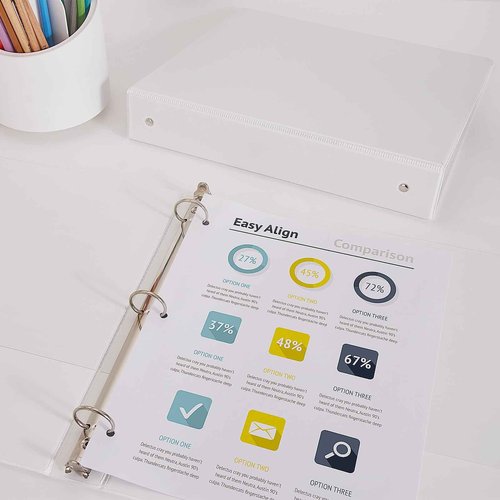 COMIX Sturdy 3 Ring Binder 1 inch with Clear View Cover, 1" Round Ring View Binder, PVC-Free, 200 Sheets Capacity of US Letter Size Paper, Office ＆ School Supplies, Pack of 12 (White)