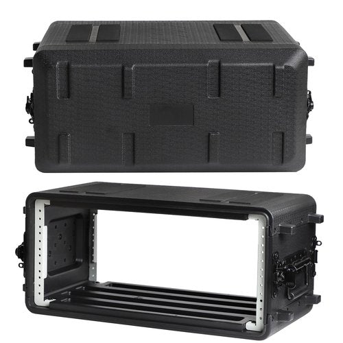 ROOMEDAL 4U Rack Case Shallow 12" Depth, 19" Rackmount Flight Cases, Durable HDPE Watertight Dust-Proof 4U Shock Mount Racks with Microphone Compartments