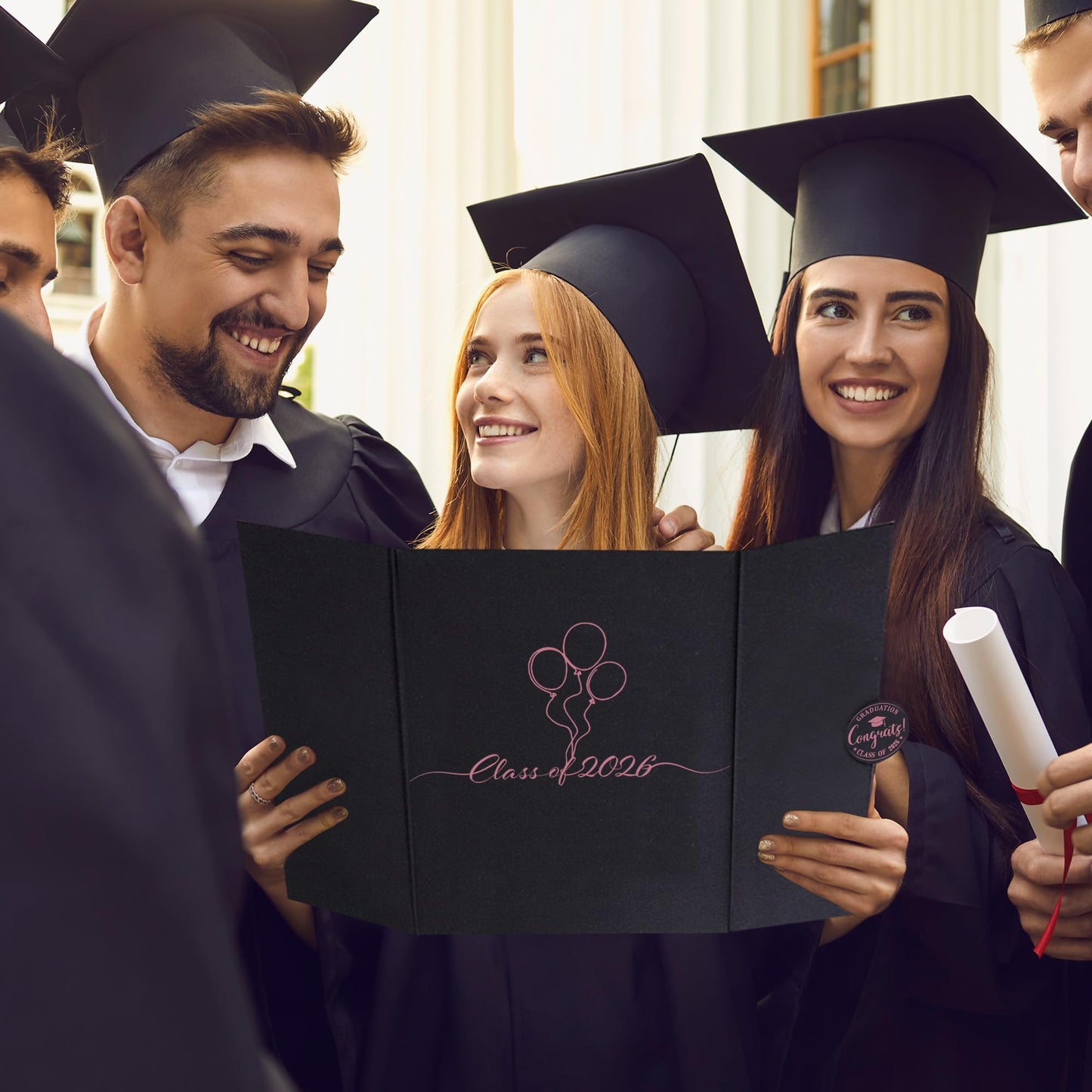 DARUNAXY Rose Gold Graduation Party Decorations, 2PCS Class of 2026 Congratulations Graduates Alternative Signature Guest Book for Girls Women Happy Graduation Gifts Congrats Grad Signing Card Board